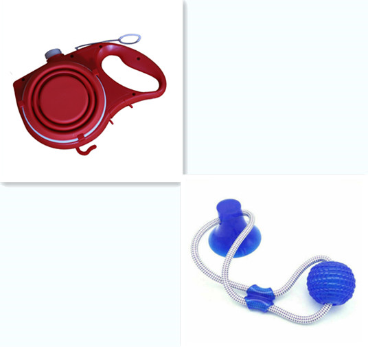 Image of All In One Pet Travel Supply Set components including leash and toys for pets.