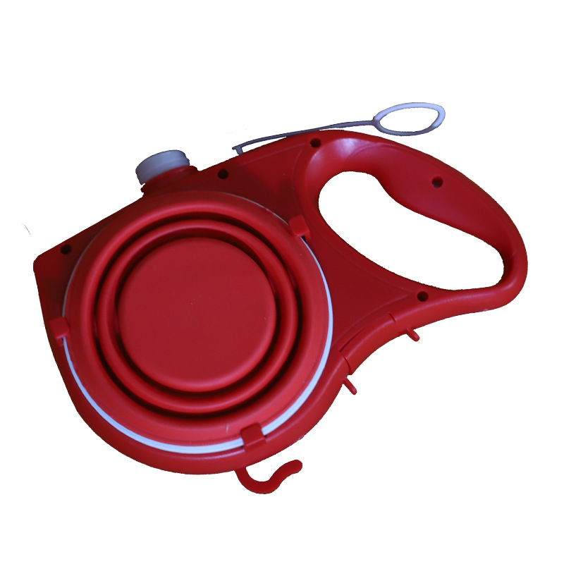 All In One Pet Travel Supply Set red retractable leash ideal for dog walking and travel.